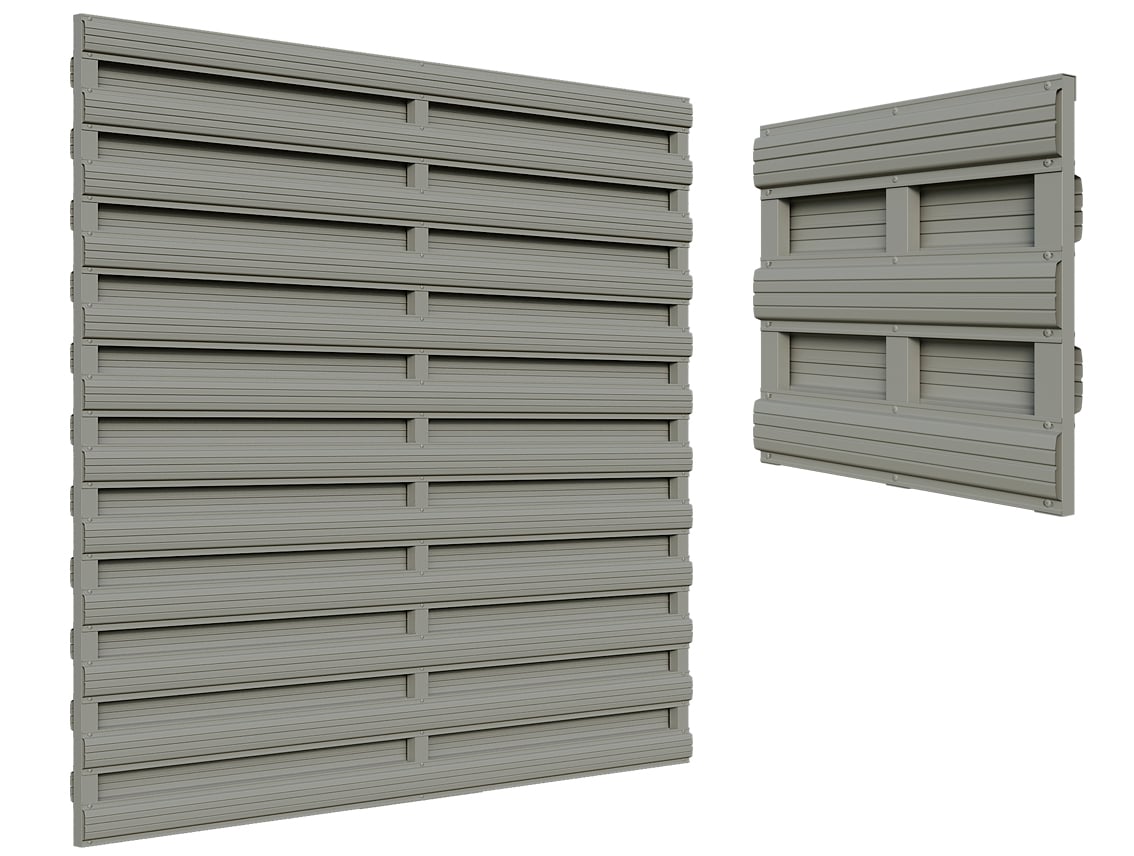 Horizontal Picket Fence DOUBLE Stone Grey - 1814x1830 mm (6'x6')