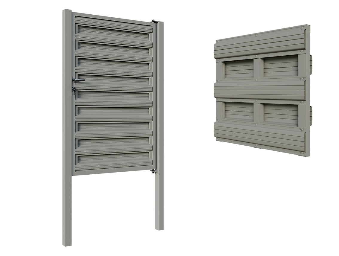 Horizontal Picket Pedestrian Gate with Posts Stone Grey - 1760x1220 mm (6'x4')