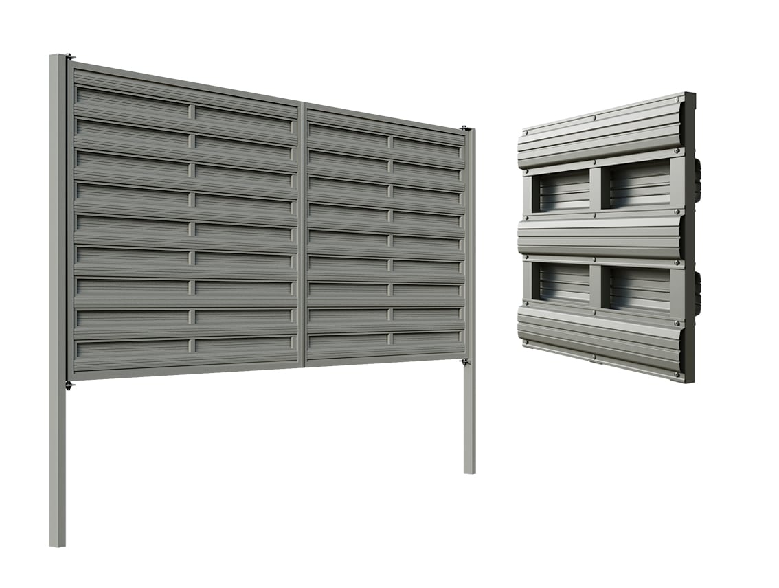 Horizontal Picket Swing Gate with Posts Stone Grey - 1760x4270 mm (6'x14')