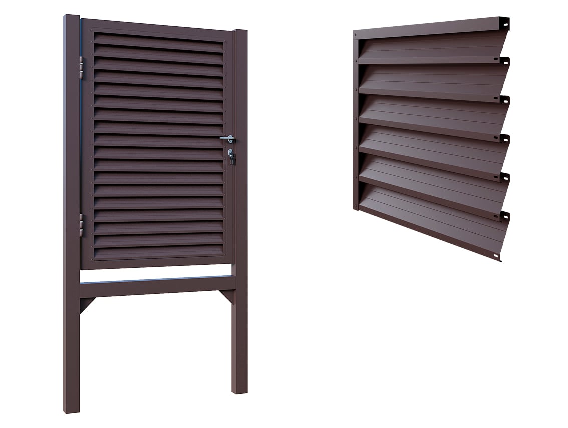 Louvered Pedestrian Gate in H Frame Chocolate Brown - 1760x1065 mm (6'x4')