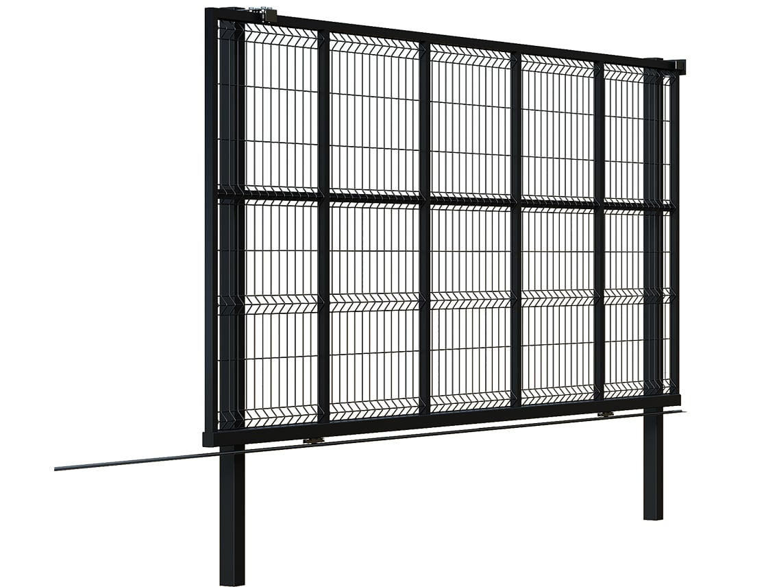Welded Wire Sliding Gate with Posts Jet Black - 1830x4100 mm (6'x13')