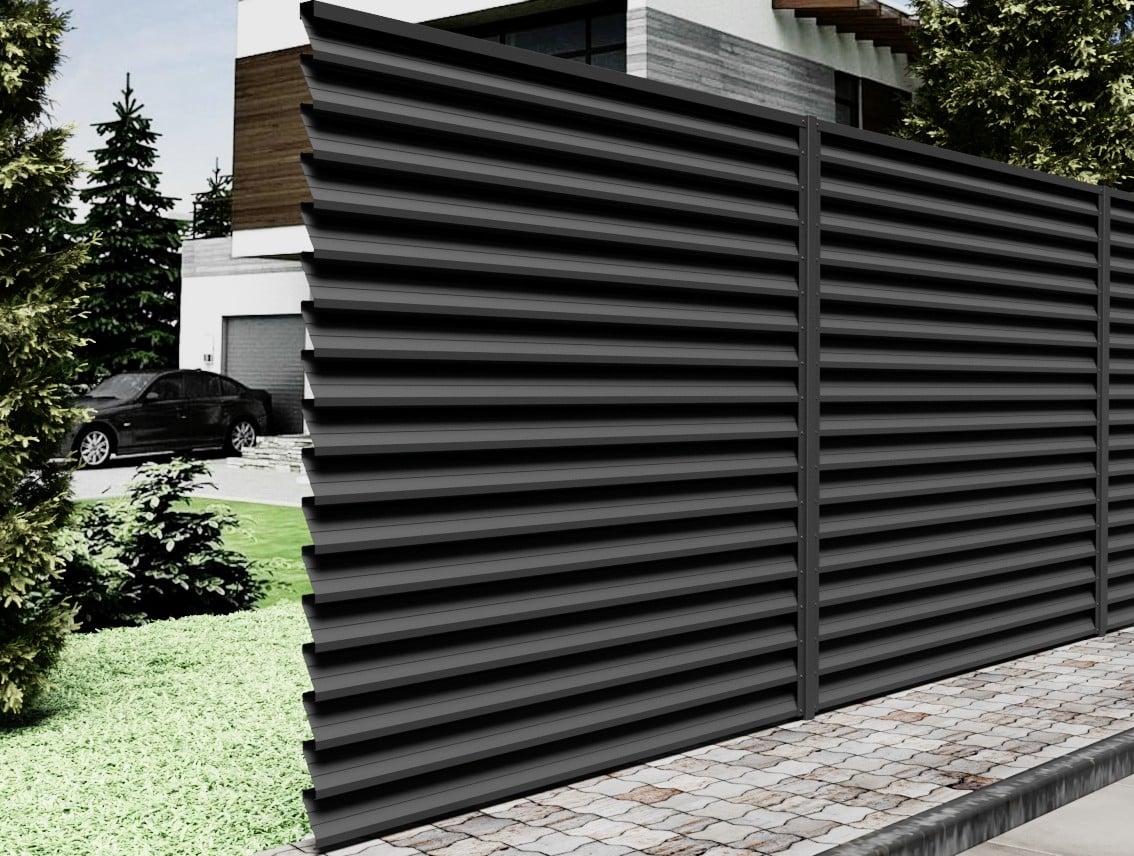 High-grade Louvered Fence Black