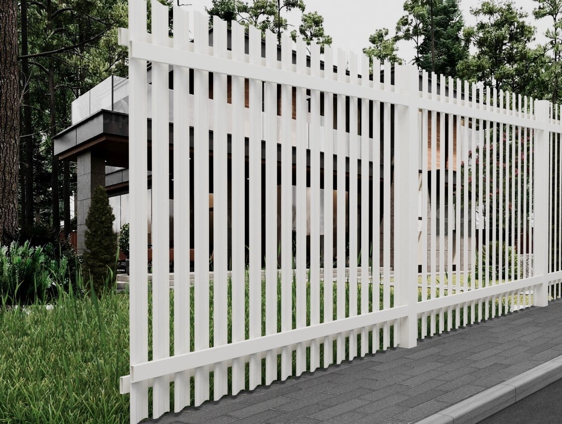 Vertical Louvered Fence White - CUSTOM Fences