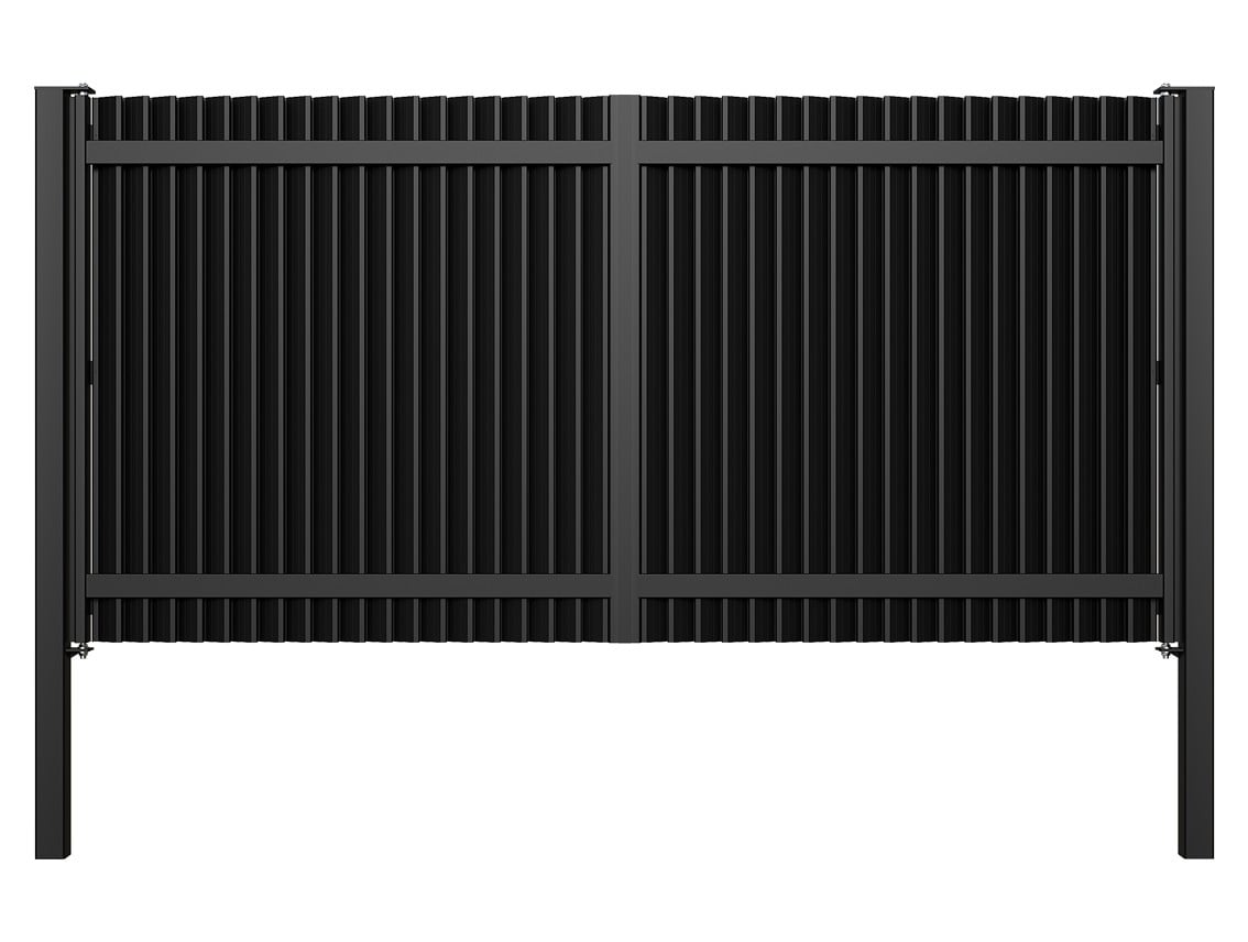 Vertical Louvered Swing Gates - Vertical Louvered Swing Gates with Posts