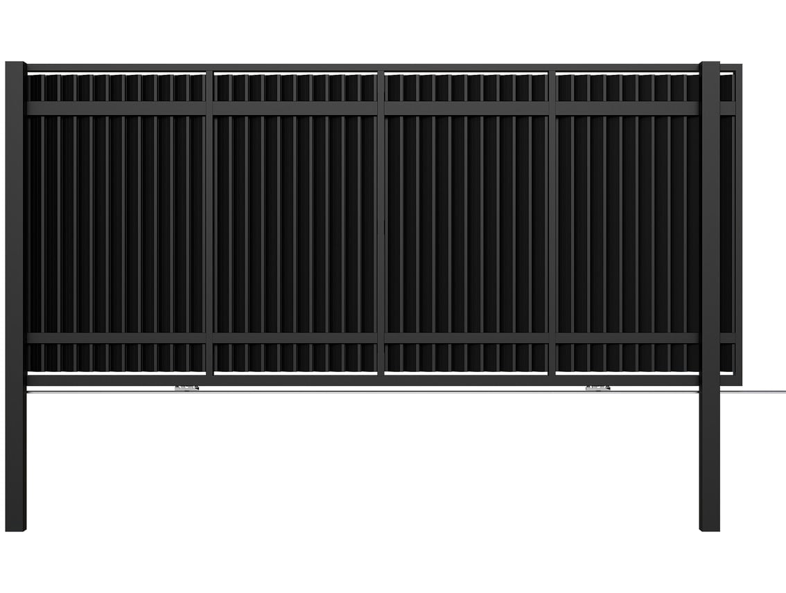 Vertical Louvered Sliding Gates - Vertical Louvered Sliding Gates with Posts