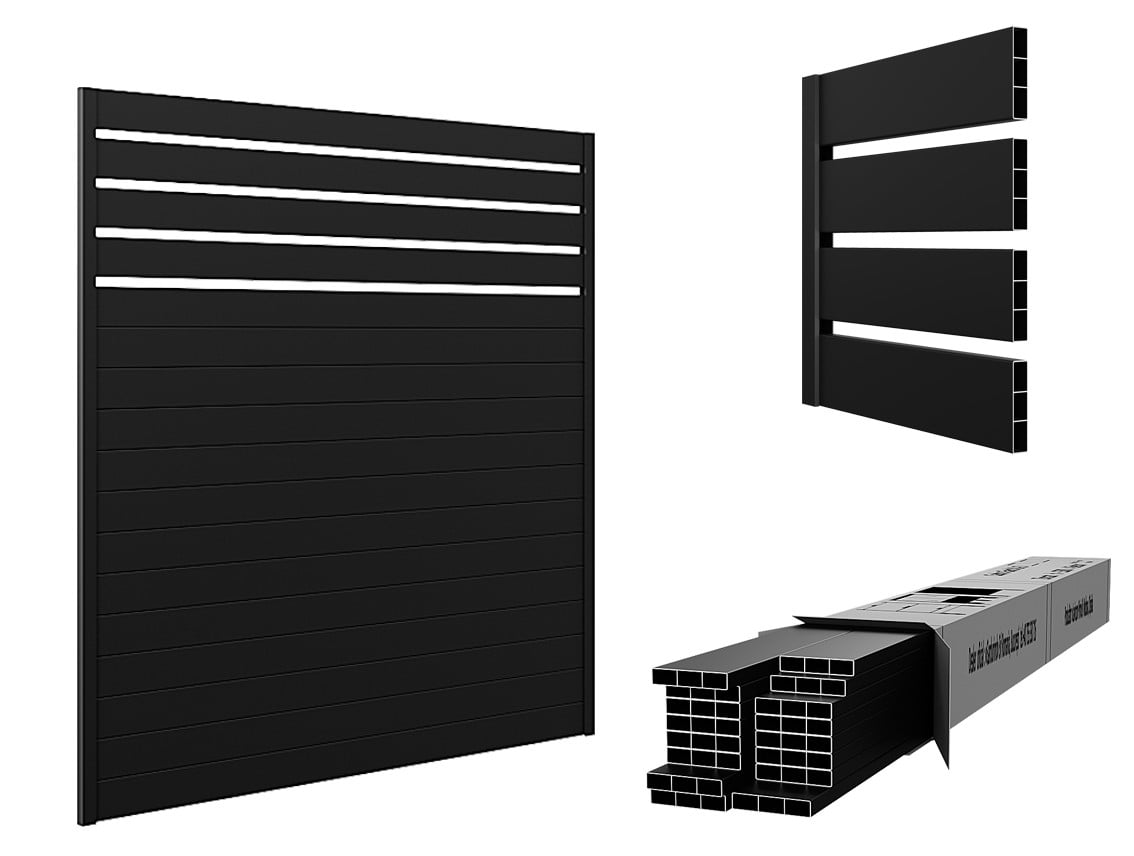 Aluminum Horizontal Slat MIX Fence - CUSTOM MIX