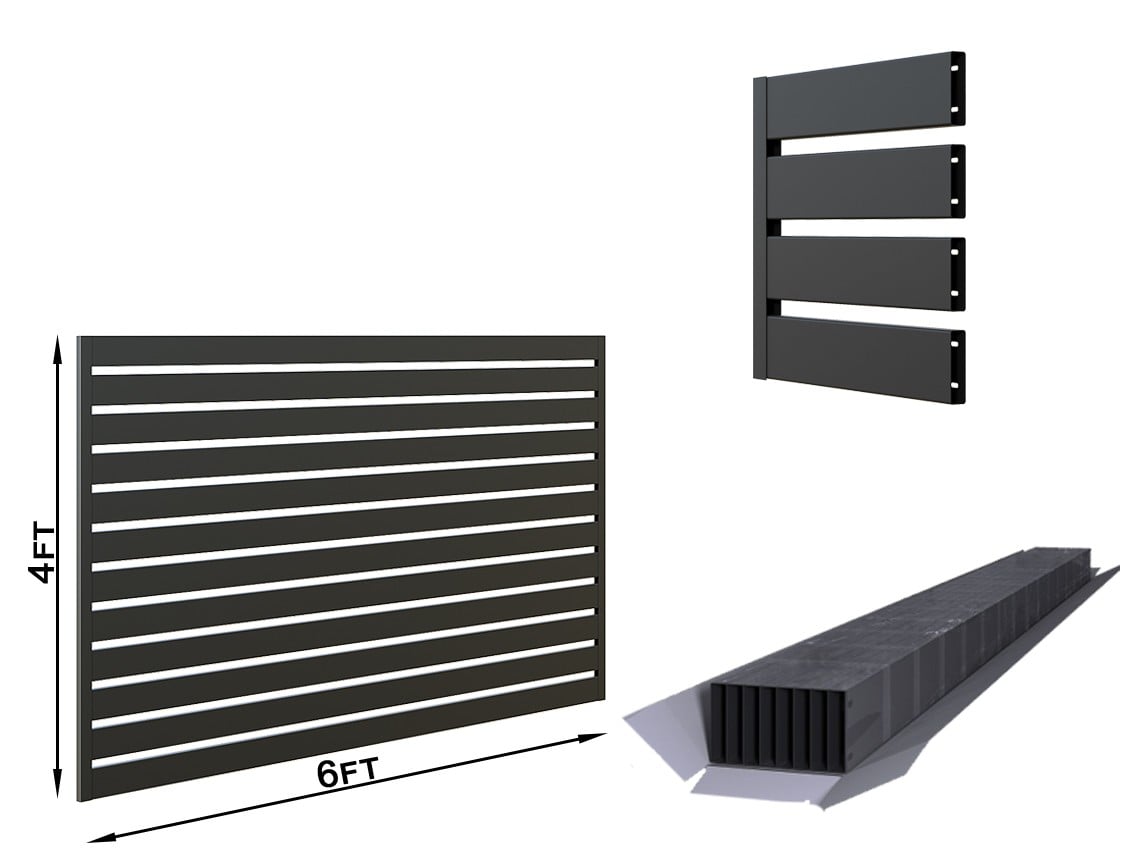 Horizontal Slat Fence Black - Horizontal Slat Fence